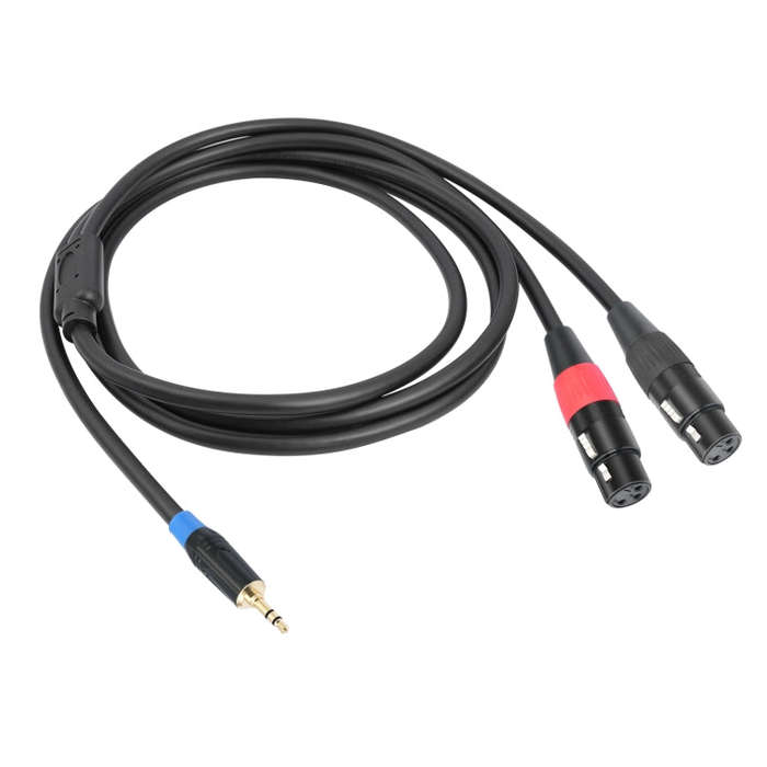 TC195BUXK107RE 3.5mm Male to Dual XLR 3pin Female Audio Cable, Length:2m(Black)