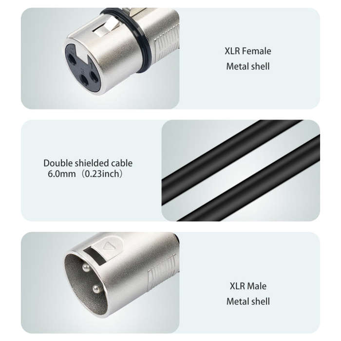 2055YMFF-05 XLR 3pin Male to Dual Female Audio Cable, Length: 50cm(Black+Black)