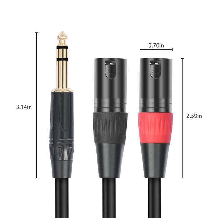 TC145YXK108RE-10 6.35mm 1/4 TRS Male to Dual XLR Male Audio Cable, Length:2m(Black)