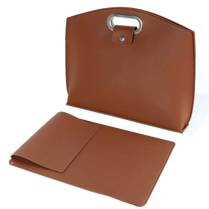 Waterproof PU Laptop Handbag Inner Bag for 12-14 inch Laptop(Brown)