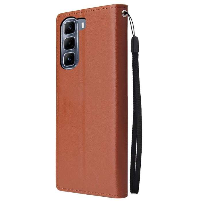 For Infinix Hot 50 5G Multifunctional Horizontal Flip Leather Phone Case with Three Card Slot(Brown)