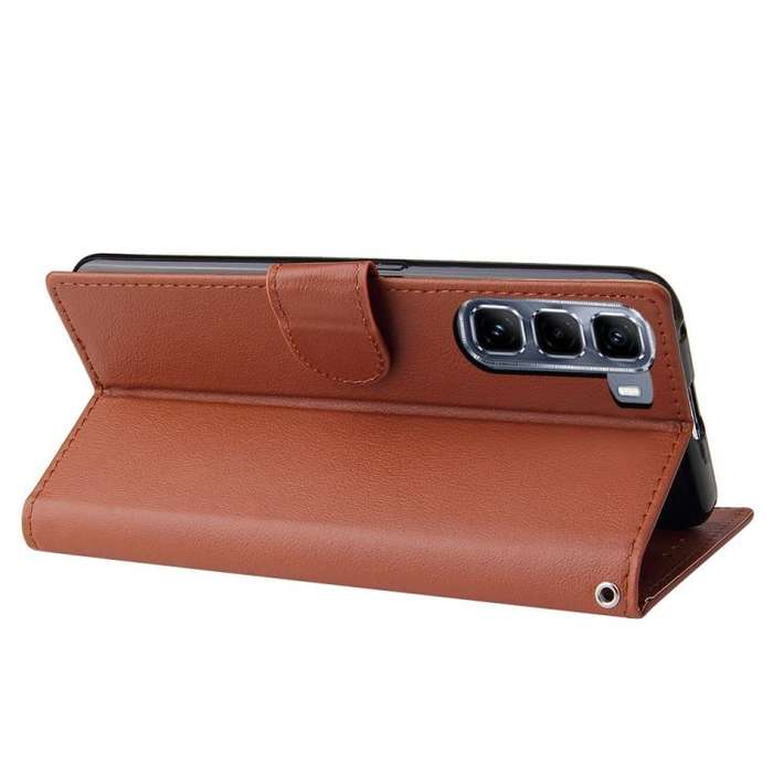 For Infinix Hot 50 5G Multifunctional Horizontal Flip Leather Phone Case with Three Card Slot(Brown)