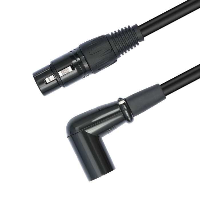 XK042L XLR 3pin Straight Female to Elbow Male Audio Cable, Length:0.3m(Black)