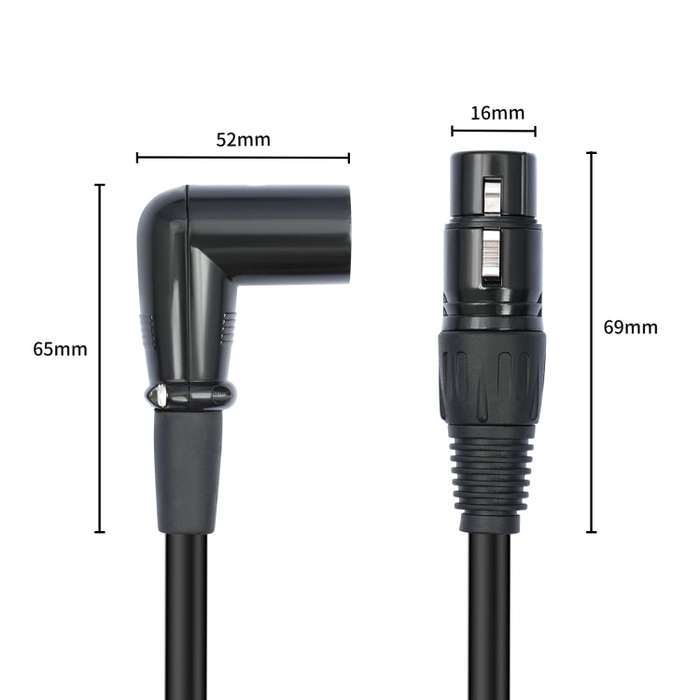 XK042L XLR 3pin Straight Female to Elbow Male Audio Cable, Length:0.3m(Black)