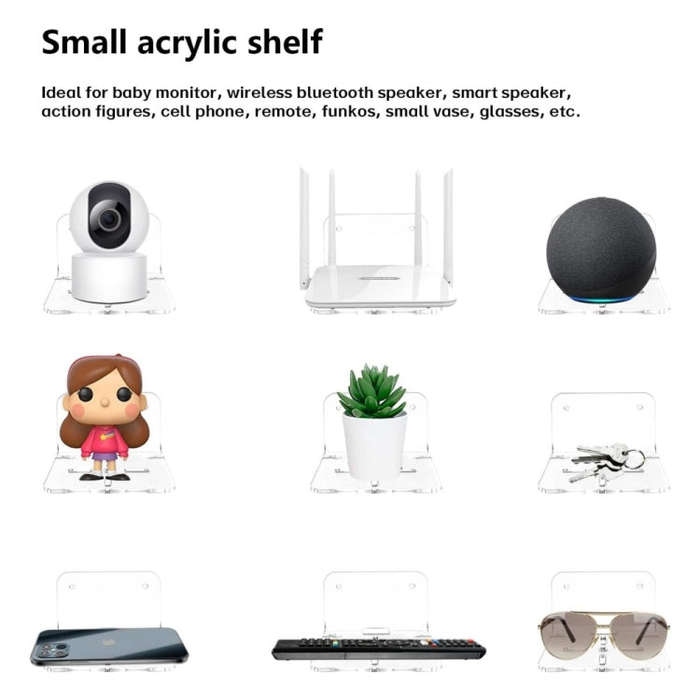 YX112 3pcs Acrylic Small Wall Mount(Transparent)