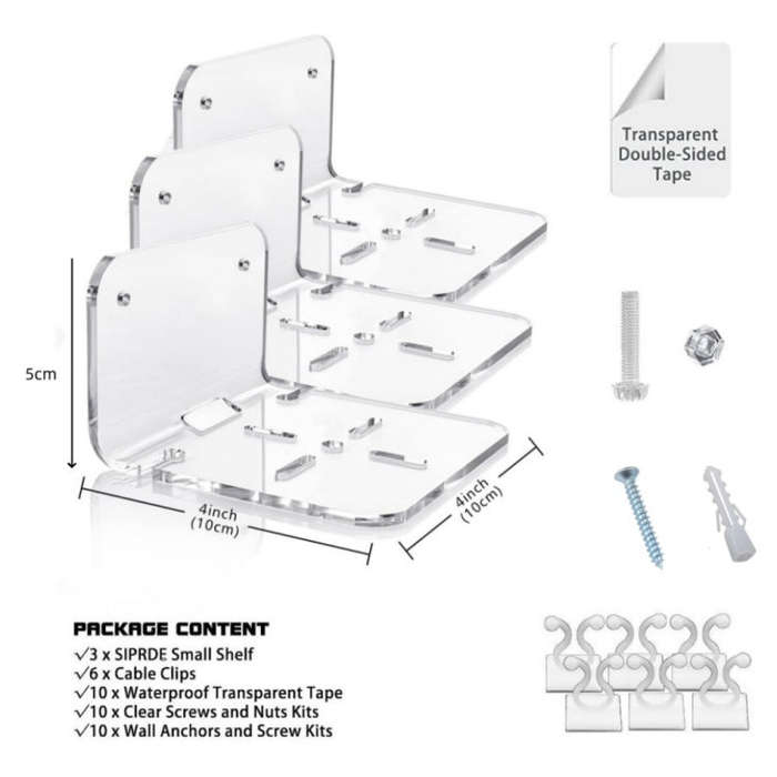 YX112 3pcs Acrylic Small Wall Mount(Transparent)