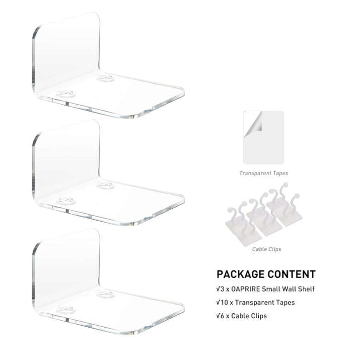 YX113 3pcs Acrylic Small Wall Mount(Transparent)
