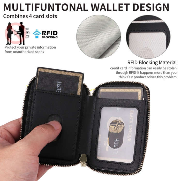 HS-005 MagSafe Magnetic Zipper Card Bag Mobile Phone Back Sticker(Black)
