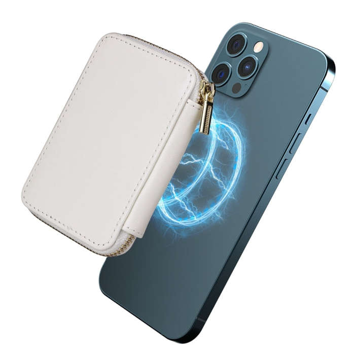 HS-005 MagSafe Magnetic Zipper Card Bag Mobile Phone Back Sticker(White)