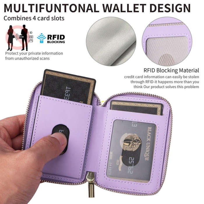HS-005 MagSafe Magnetic Zipper Card Bag Mobile Phone Back Sticker(Light Purple)