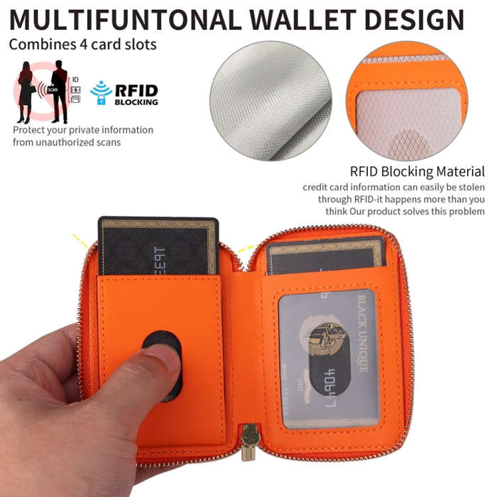 HS-005 MagSafe Magnetic Zipper Card Bag Mobile Phone Back Sticker(Orange)