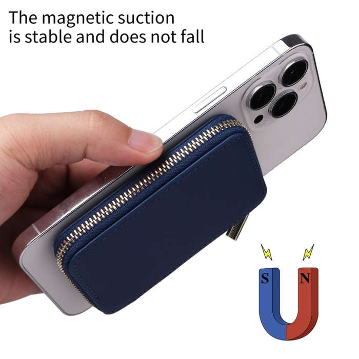 HS-005 MagSafe Magnetic Zipper Card Bag Mobile Phone Back Sticker(Blue)