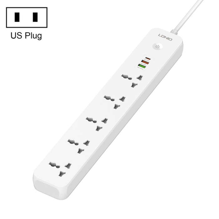 LDNIO SC5319 5-position Travel Home Office Socket with 38W USB Ports, Cable Length: 2m(US Plug)