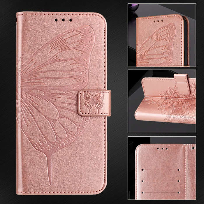 For ZTE Blade A35 / A55 Embossed Butterfly Leather Phone Case(Rose Gold)