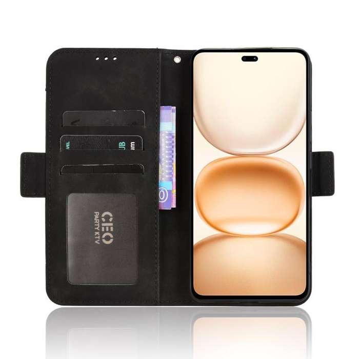 For Honor Power 5G Skin Feel Calf Texture Card Slots Leather Phone Case(Black)