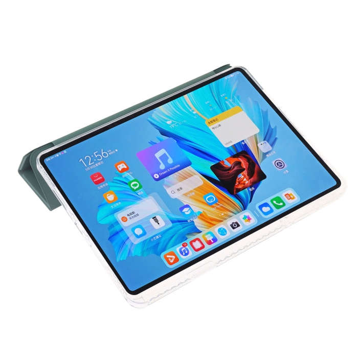 For Huawei MatePad 11.5S Clear Acrylic 3-Fold Leather Tablet Case(Dark Green)