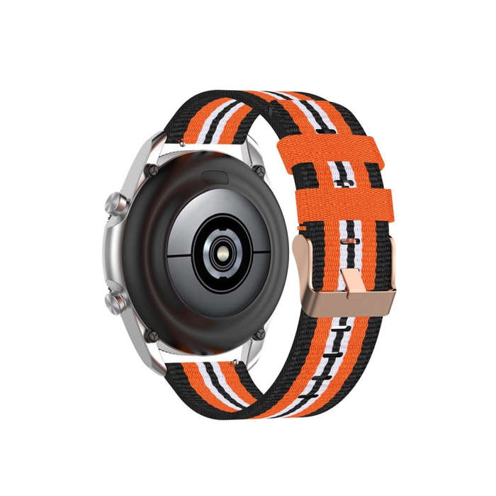 For Galaxy Watch 3 41mm Woven Nylon Watch Band, Size: Free Size 20mm(Black Orange)
