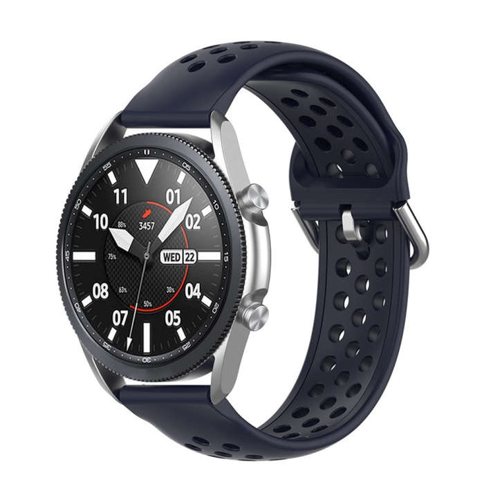 For Galaxy Watch 3 41mm R850 Silicone Solid Color Watch Band, Size: Free Size 20mm(Dark Blue)
