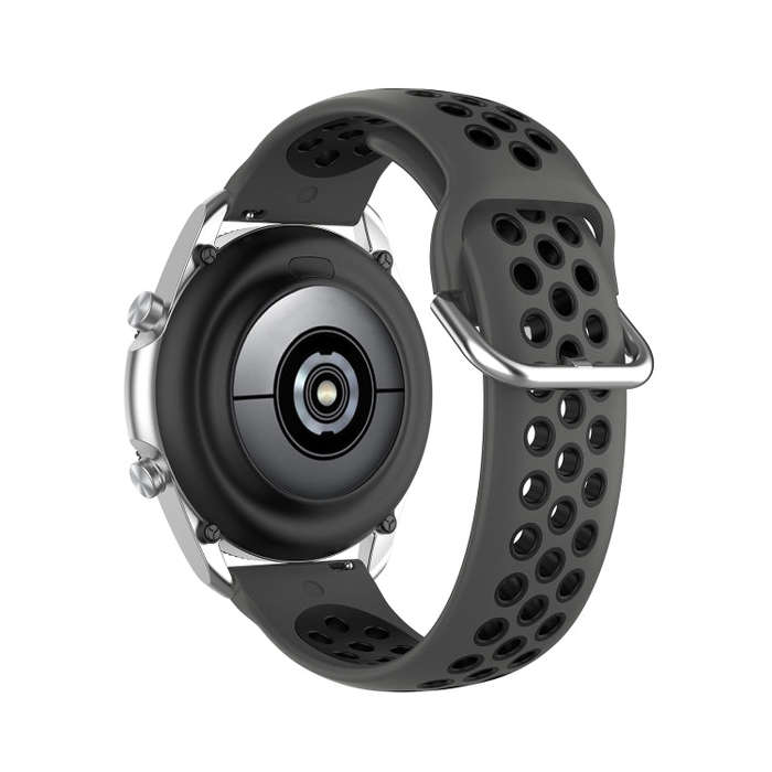 For Galaxy Watch 3 41mm Silicone Two-color Watch Band, Size: Free Size 20mm(Coal Black)