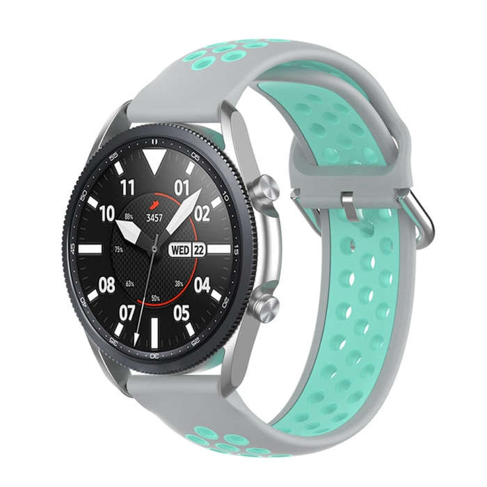 For Galaxy Watch 3 41mm Silicone Two-color Watch Band, Size: Free Size 20mm(Grey Teal)