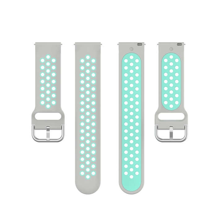 For Galaxy Watch 3 41mm Silicone Two-color Watch Band, Size: Free Size 20mm(Grey Teal)