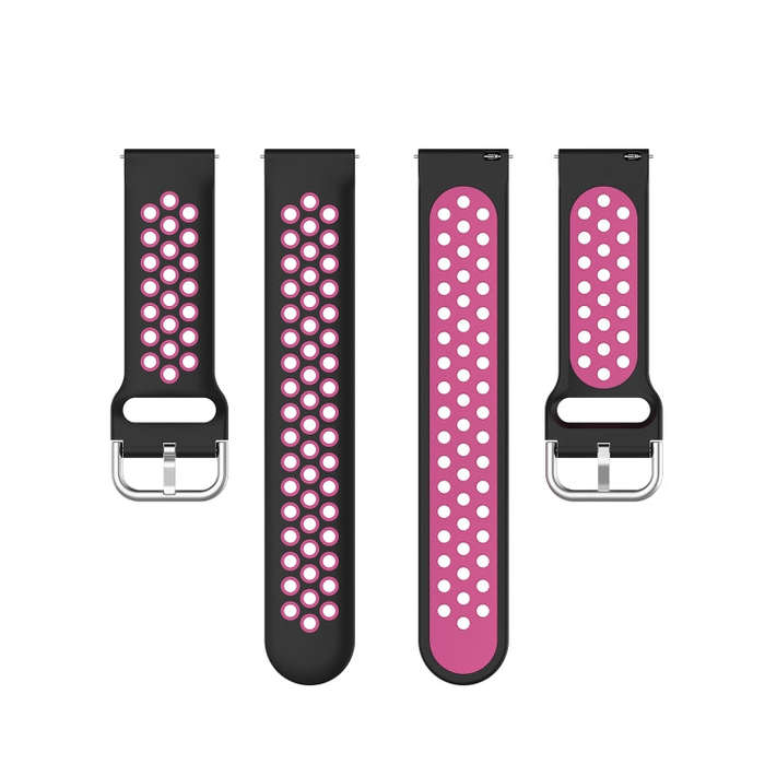 For Galaxy Watch 3 41mm Silicone Two-color Watch Band, Size: Free Size 20mm(Black Rose)