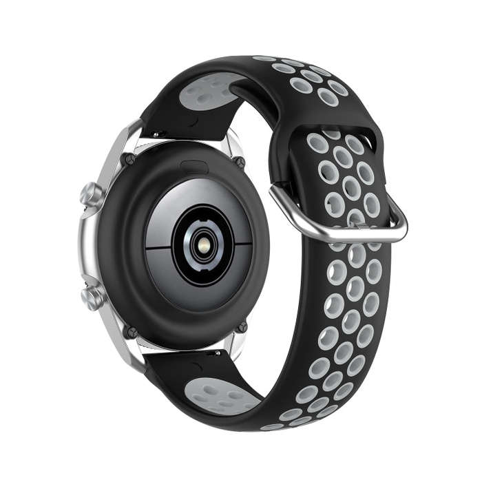 For Galaxy Watch 3 41mm Silicone Two-color Watch Band, Size: Free Size 20mm(Black Gray)