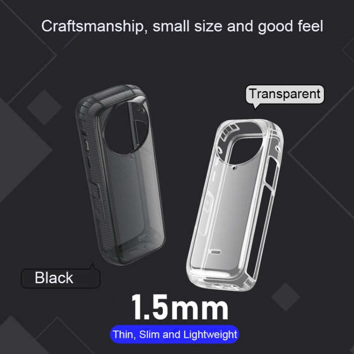 For Insta360 X4 Clear 1.5mm Soft TPU Protective Case With Neck Strap(Transperant)