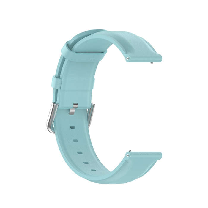 For Galaxy Watch 3 41mm Round Tail Leather Watch Band, Size: Free Size 20mm(Light Blue)