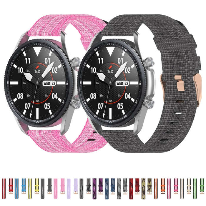 For Galaxy Watch 3 45mm Woven Nylon Watch Band, Size: Free Size 22mm(Red)