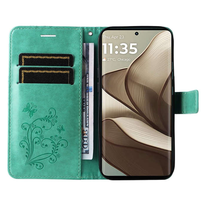 For Motorola Edge 50 5G 3D Butterfly Embossed Pattern Flip Leather Phone Case(Green)