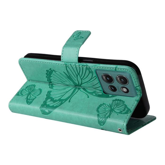 For Motorola Edge 50 5G 3D Butterfly Embossed Pattern Flip Leather Phone Case(Green)