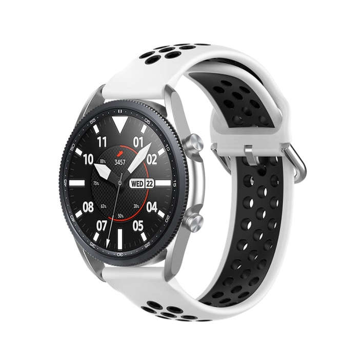 For Galaxy Watch 3 45mm Silicone Two-color Watch Band, Size: 22mm(White Black)