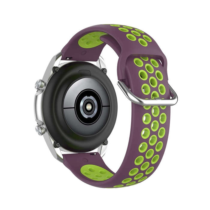 For Galaxy Watch 3 45mm Silicone Two-color Watch Band, Size: 22mm(Purple Lime)