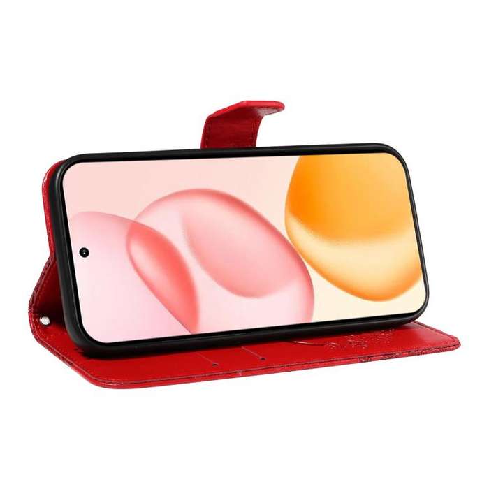 For Honor 400 Global 156.5mm Swallowtail Butterfly Embossed Leather Phone Case(Red)