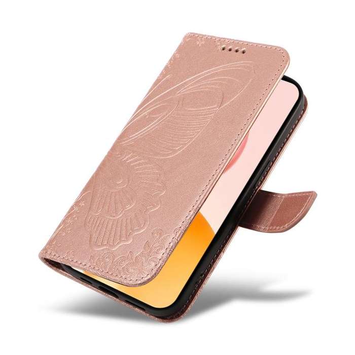 For Honor 400 Global 156.5mm Swallowtail Butterfly Embossed Leather Phone Case(Rose Gold)