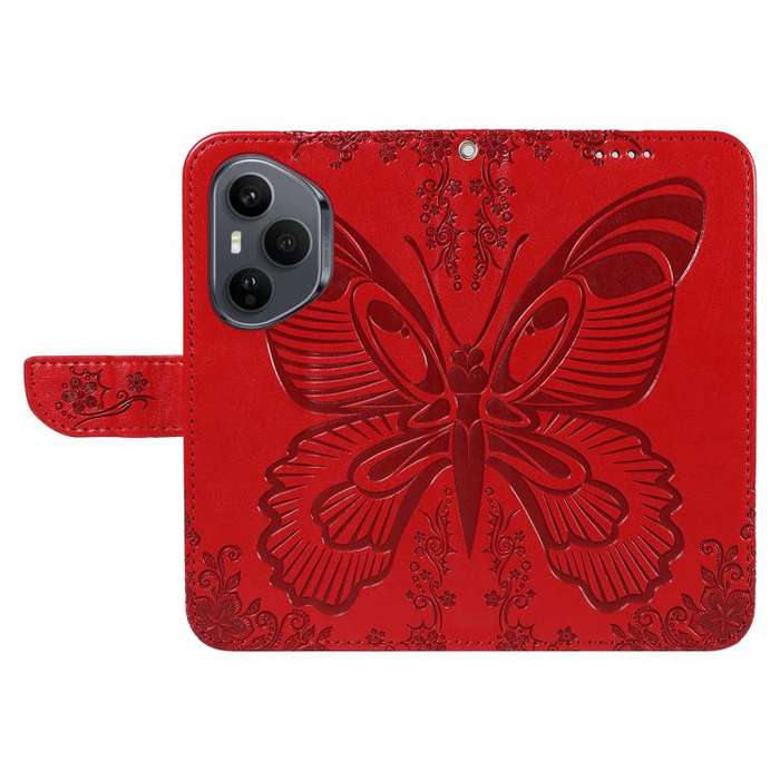 For Honor 400 Pro Global 160.8mm Swallowtail Butterfly Embossed Leather Phone Case(Red)