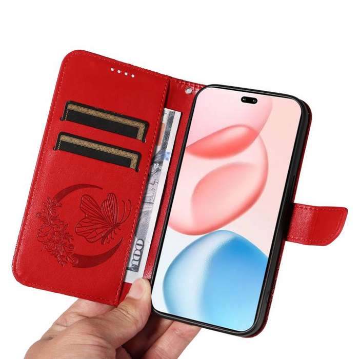 For Honor 400 Pro Global 160.8mm Swallowtail Butterfly Embossed Leather Phone Case(Red)