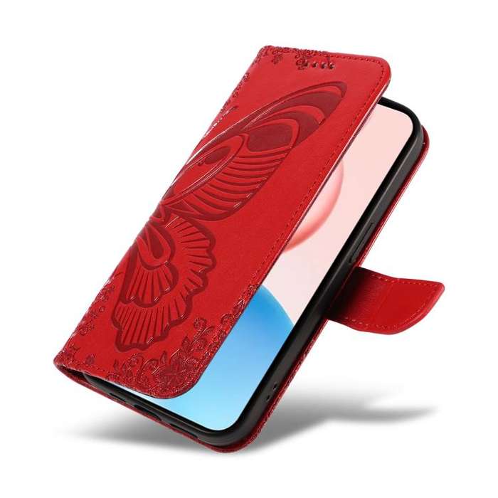 For Honor 400 Pro Global 160.8mm Swallowtail Butterfly Embossed Leather Phone Case(Red)