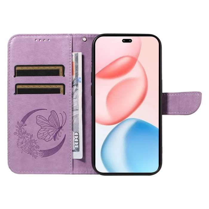 For Honor 400 Pro Global 160.8mm Swallowtail Butterfly Embossed Leather Phone Case(Purple)