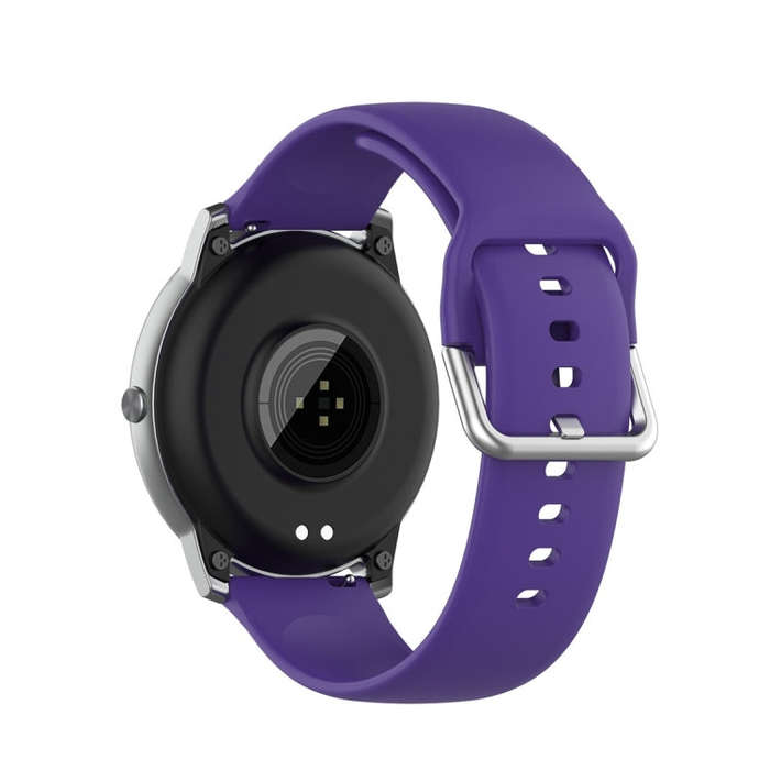 For Xiaomi Haylou Solar LS05 Silicone Solid Color Silver Buckle Watch Band, Size: 22mm(Purple)