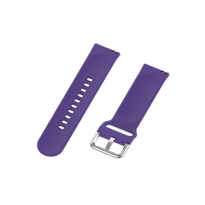 For Xiaomi Haylou Solar LS05 Silicone Solid Color Silver Buckle Watch Band, Size: 22mm(Purple)