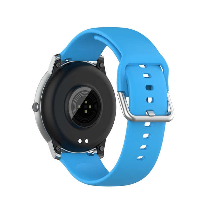 For Xiaomi Haylou Solar LS05 Silicone Solid Color Silver Buckle Watch Band, Size: 22mm(Sky Blue)