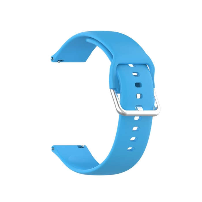 For Xiaomi Haylou Solar LS05 Silicone Solid Color Silver Buckle Watch Band, Size: 22mm(Sky Blue)