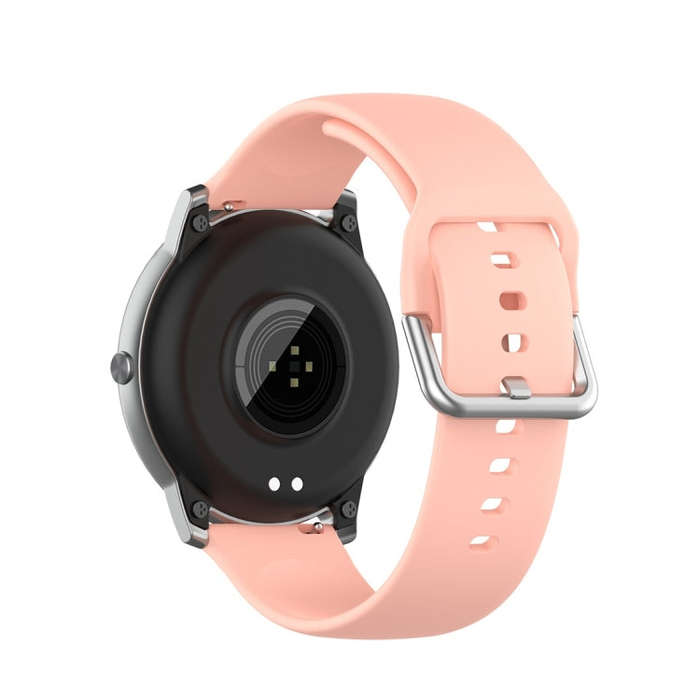 For Xiaomi Haylou Solar LS05 Silicone Solid Color Silver Buckle Watch Band, Size: 22mm(Light Pink)
