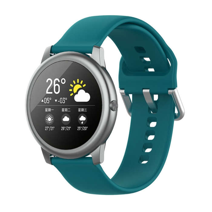 For Xiaomi Haylou Solar LS05 Silicone Solid Color Silver Buckle Watch Band, Size: 22mm(Official G...