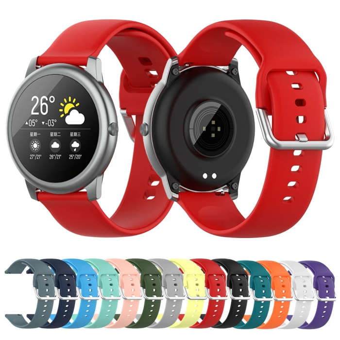 For Xiaomi Haylou Solar LS05 Silicone Solid Color Silver Buckle Watch Band, Size: 22mm(White)