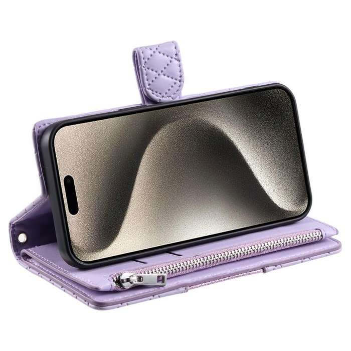 For Motorola Edge 60 Pro Glitter Lattice Zipper Wallet Leather Phone Case(Purple)