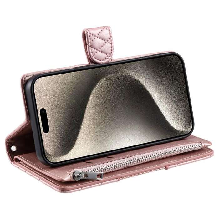 For Motorola Edge 60 Pro Glitter Lattice Zipper Wallet Leather Phone Case(Rose Gold)