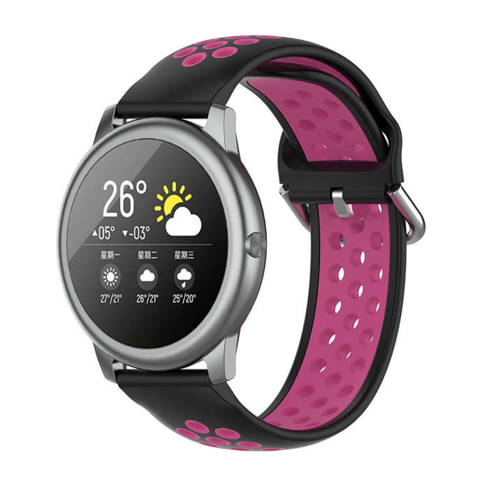 For Xiaomi Haylou Solar LS05 Two-tone Silicone Watch Band, Size: 22mm(Black Rose)